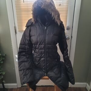 Eddie Bauer Black Puffer Jacket with Fur Hood
